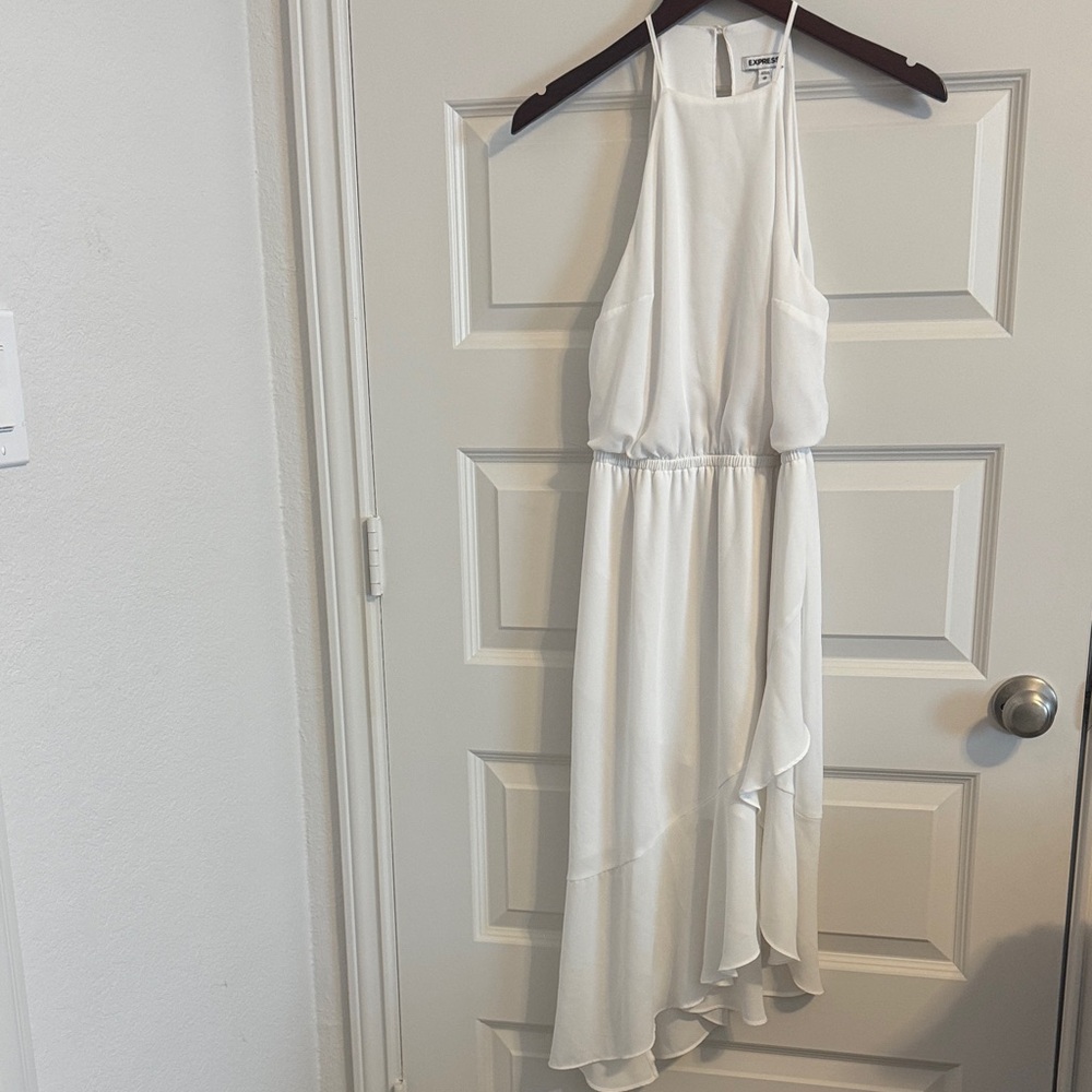 Express White High Low Halter Dress